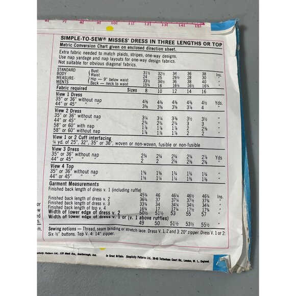 Simplicity 6846 1970s Dress Size 14 Three Length Top Dress Sewing Pattern NEW - Picture 4 of 6